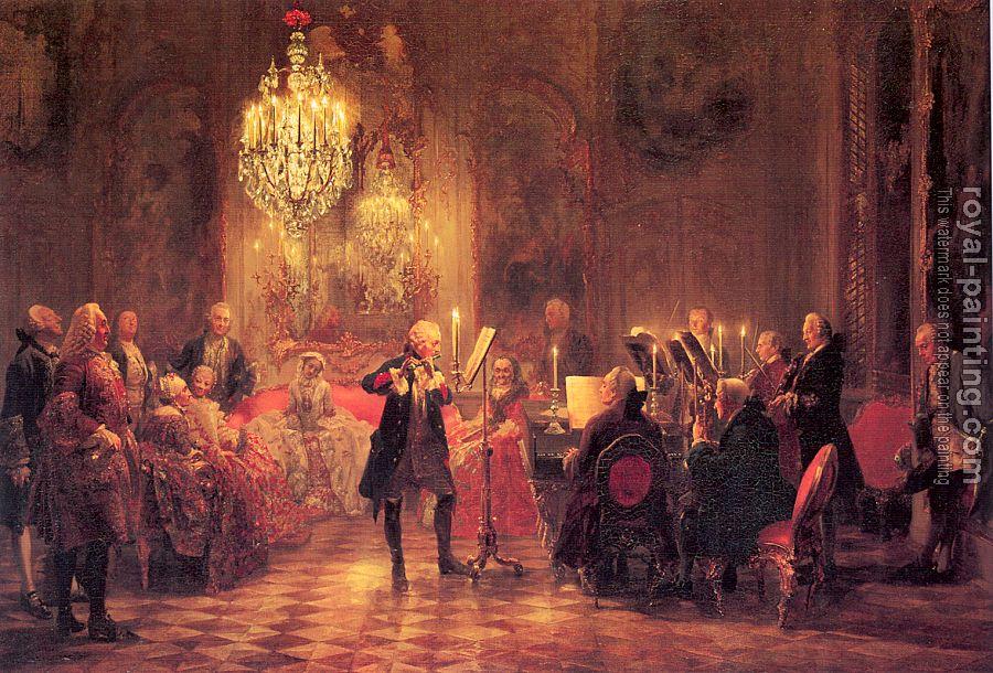 Adolph Von Menzel : A Flute Concert of Frederick the Great at Sanssouci